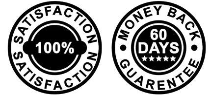 100% satisfaction and 60-day money-back guarantee trust badges